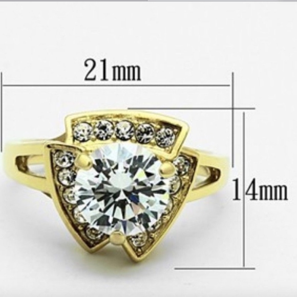 Gold Plated Cocktail Ring Cubic Zirconia  Size 9 - Picture 3 of 10